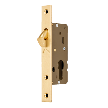 Narrow Sliding Door Euro Mortice Lock – Satin Brass