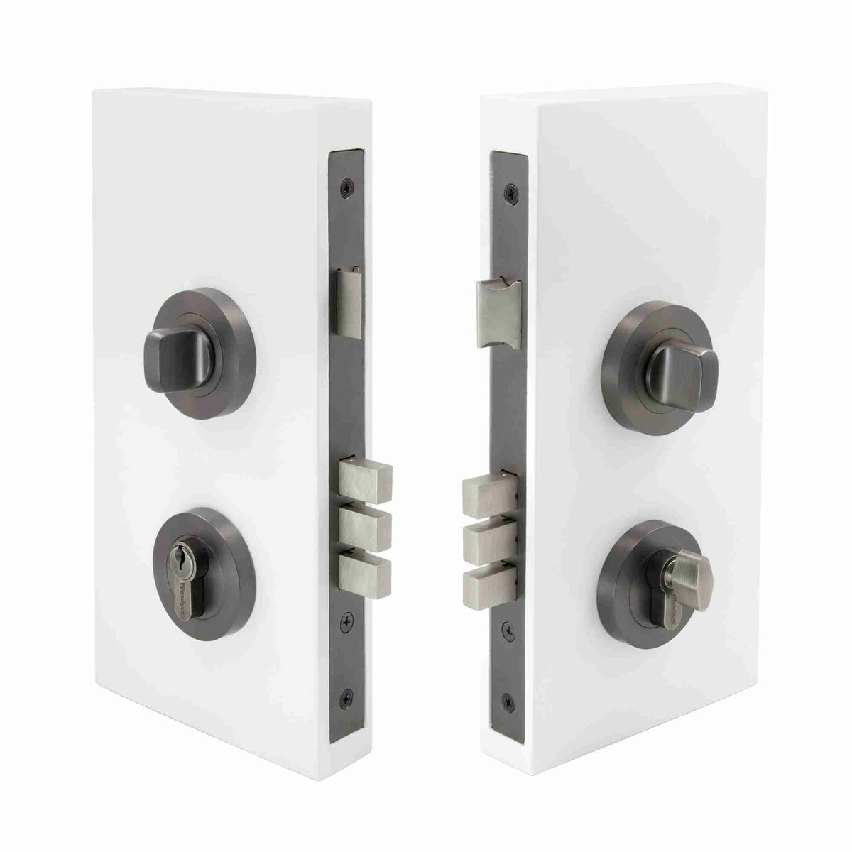 Graphite Nickel Lock Kits - front view, solid brass door hardware