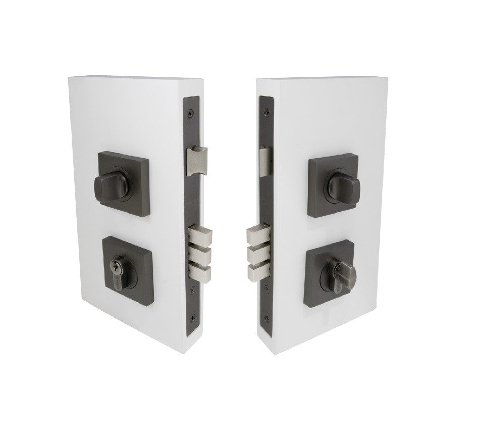 Graphite Nickel Lock Kits - angled product view, solid brass door hardware