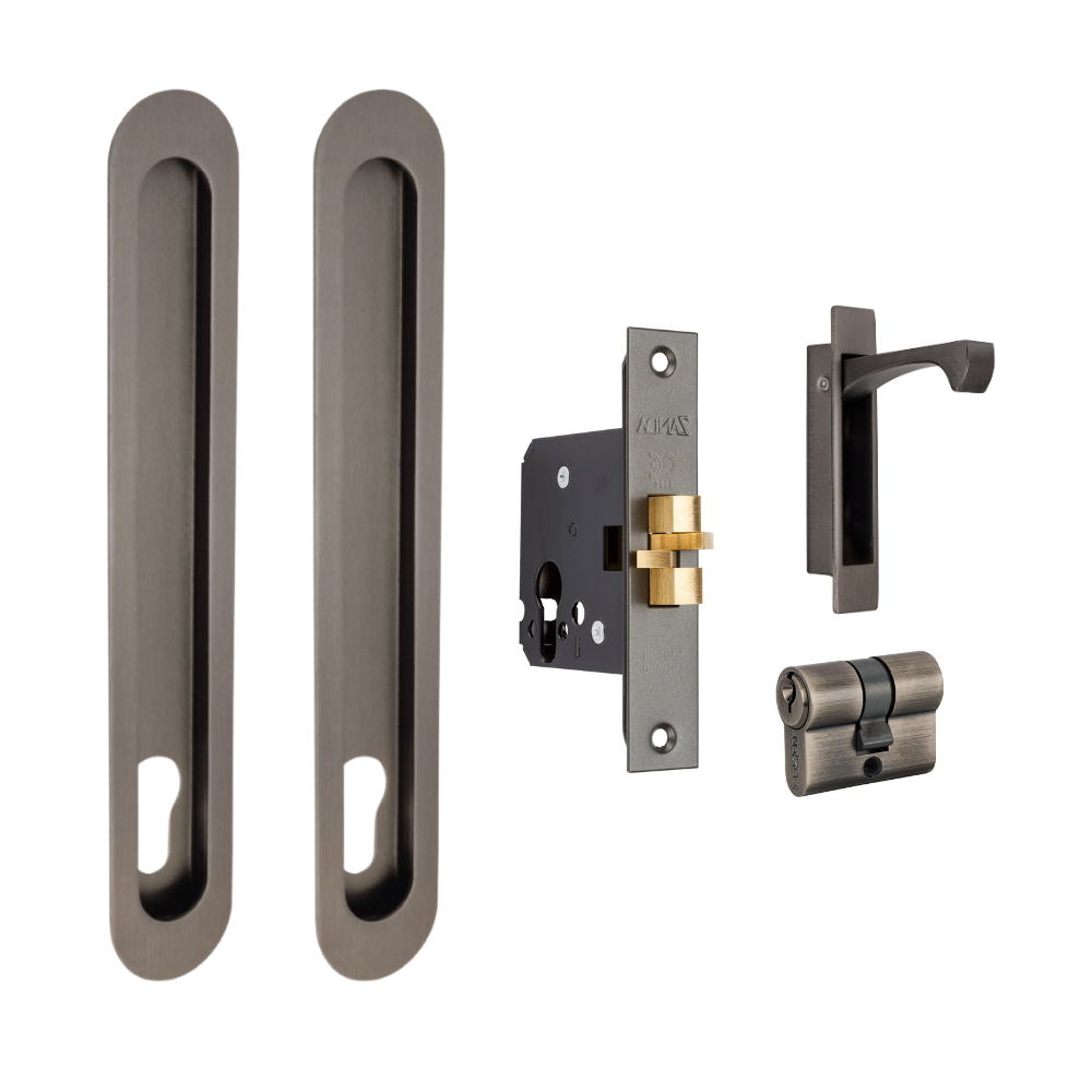 Duke Sliding Door Lock Kit – Graphite Nickel