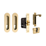 Duke Sliding Door Lock Kit – Satin Brass