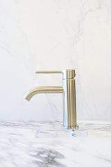 Star Mini Basin Mixer Curved Spout - Brushed Nickel