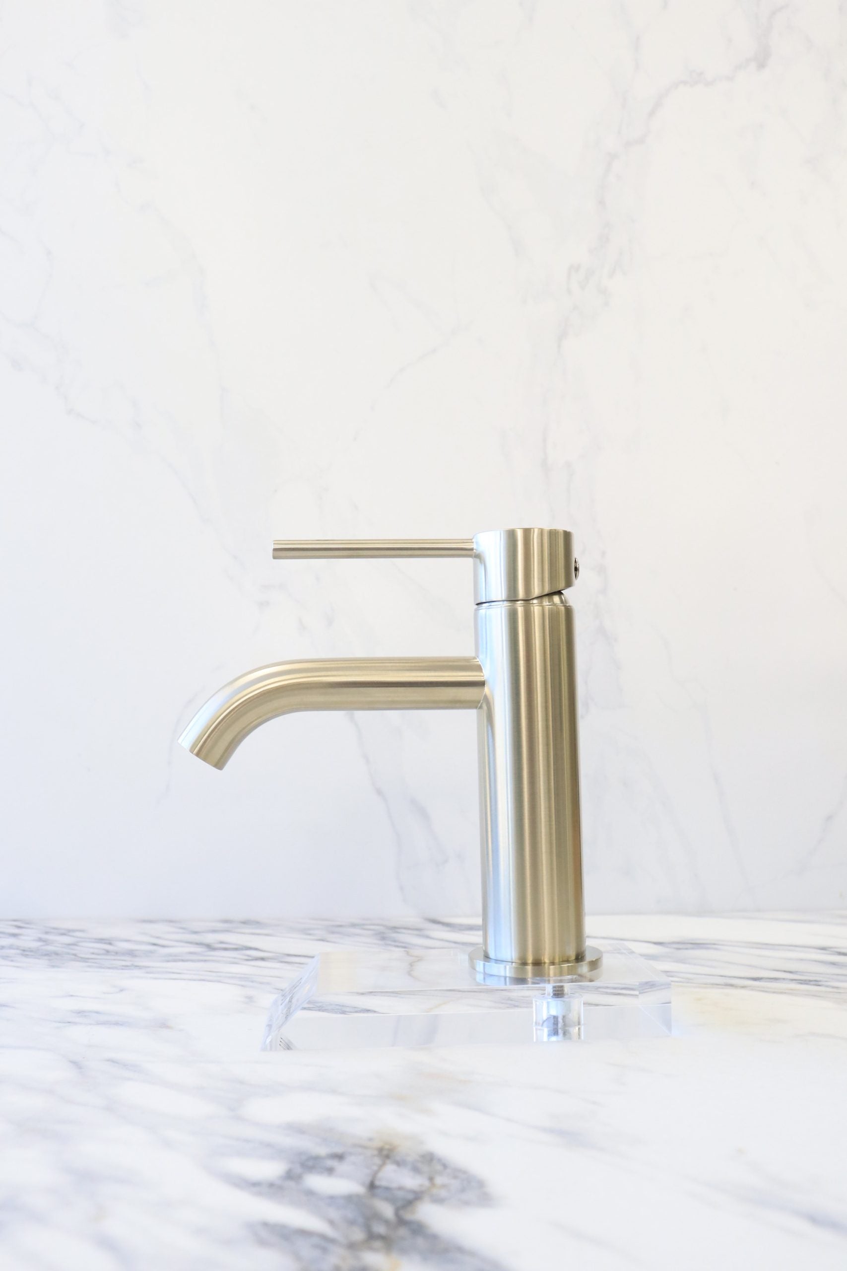 Star Mini Basin Mixer Curved Spout - Brushed Nickel