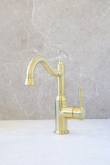 Montpellier Shepherd's Crook High Rise Basin Mixer - Brushed Bronze
