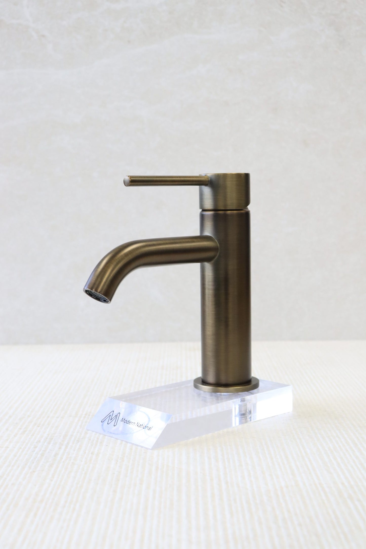 Star Mini Basin Mixer Curved Spout - Antique Brass