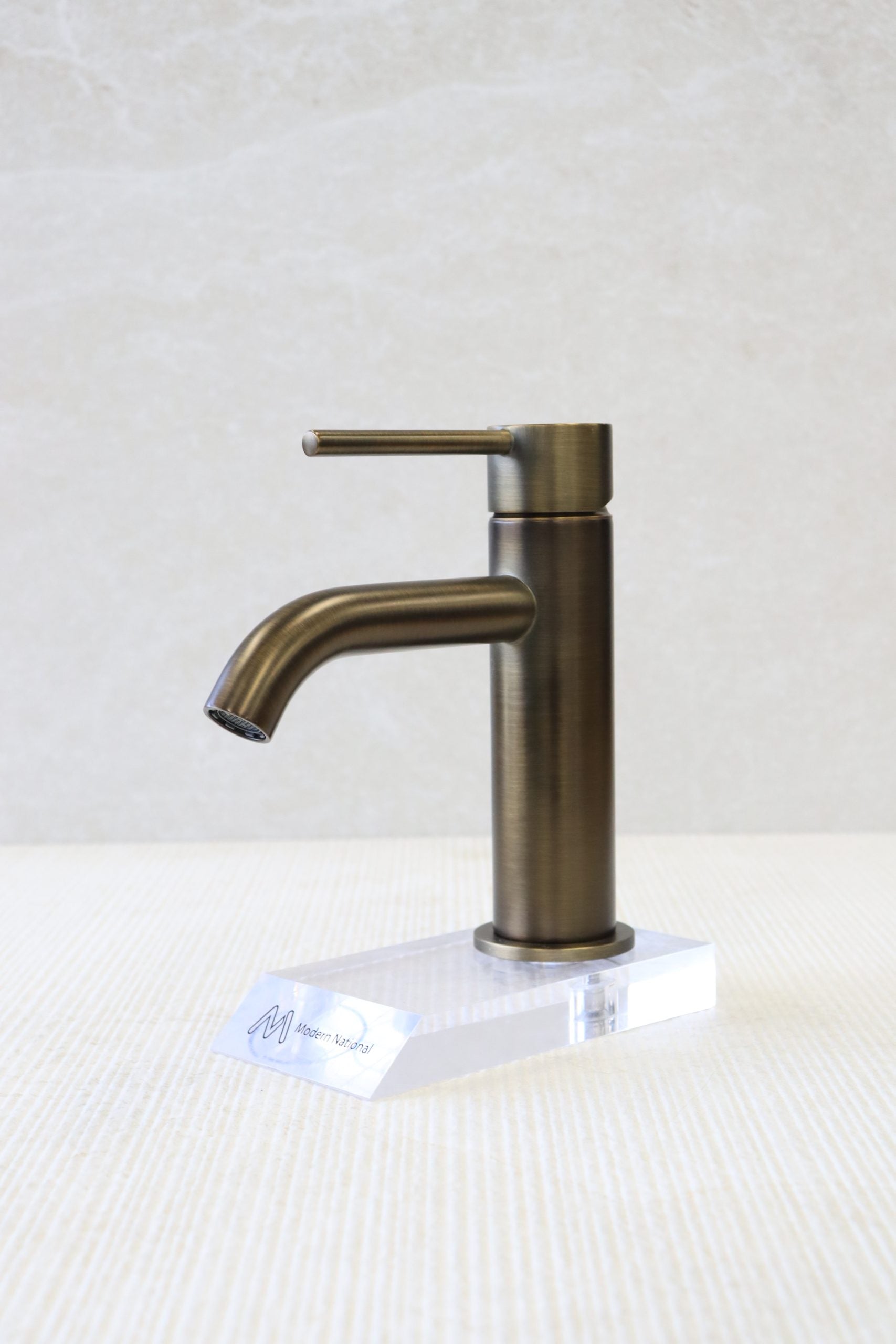 Star Mini Basin Mixer Curved Spout - Antique Brass