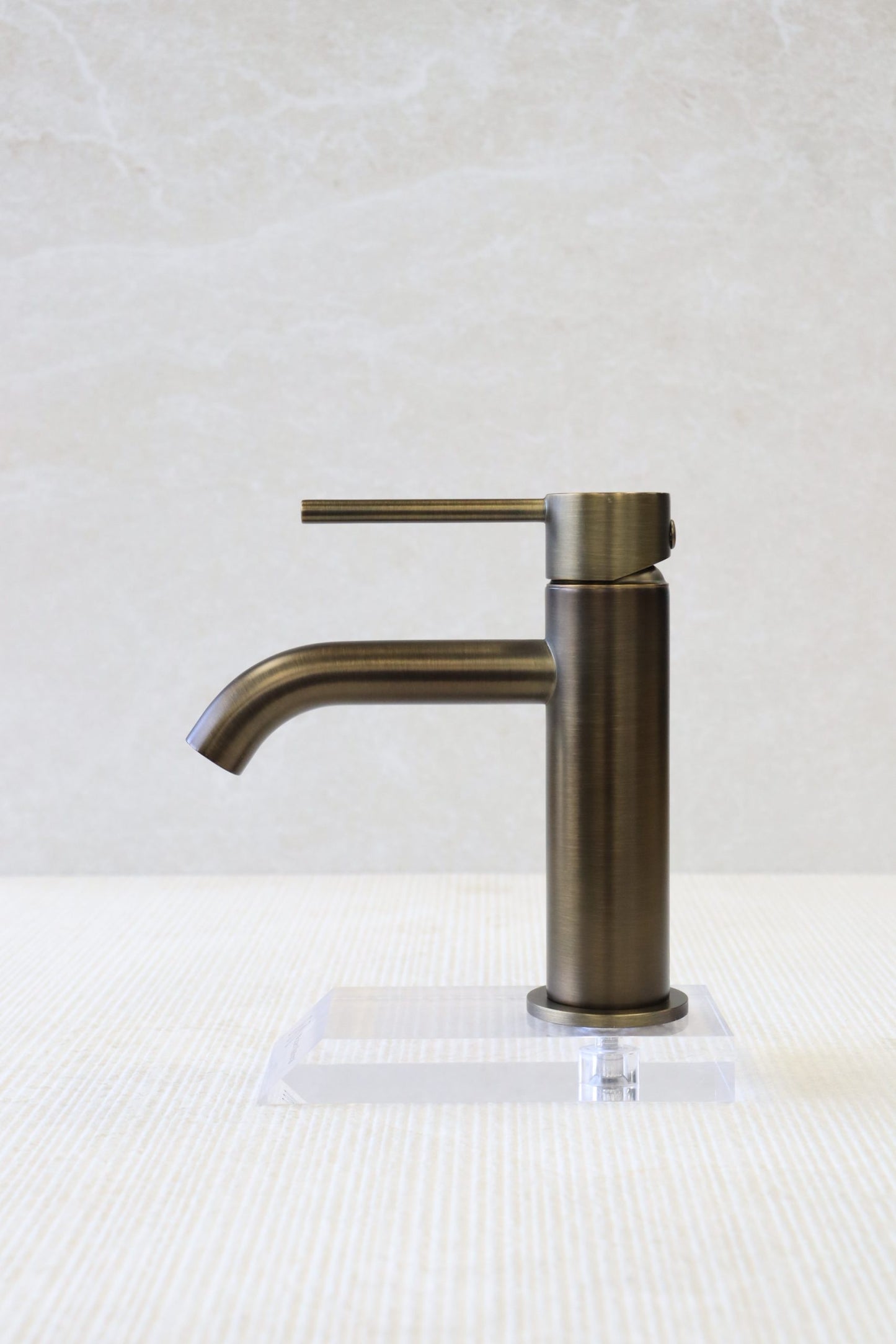 Star Mini Basin Mixer Curved Spout - Antique Brass