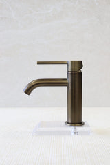 Star Mini Basin Mixer Curved Spout - Antique Brass