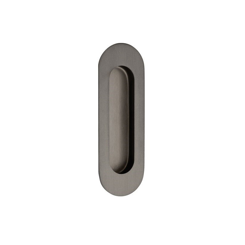 Duke Flush Pull - Graphite Nickel - front view, sliding door hardware
