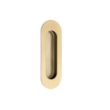 Duke Flush Pull - Satin Brass - front view, sliding door hardware