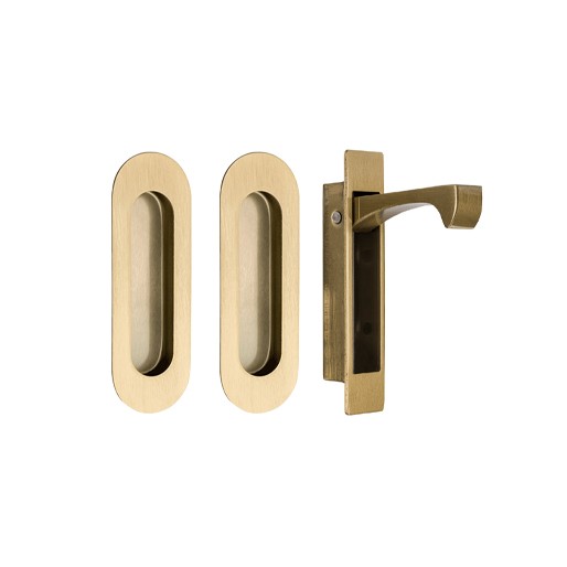 Duke Flush Pull Kit, 120 x 40mm – Satin Brass