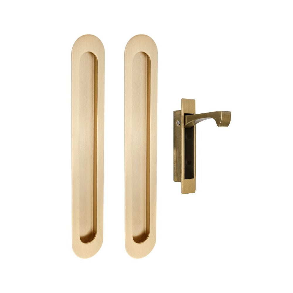 Duke Flush Pull Kit, 250 x 40mm – Satin Brass