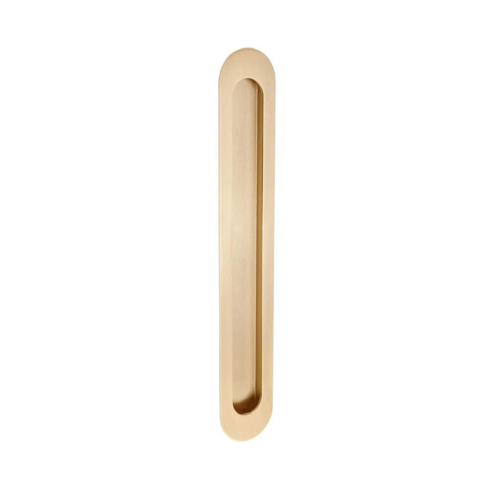 Duke Flush Pull - Satin Brass - angled product view