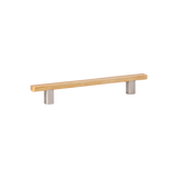 Momo Ara Timber D Handle 160mm - front view, cabinet hardware