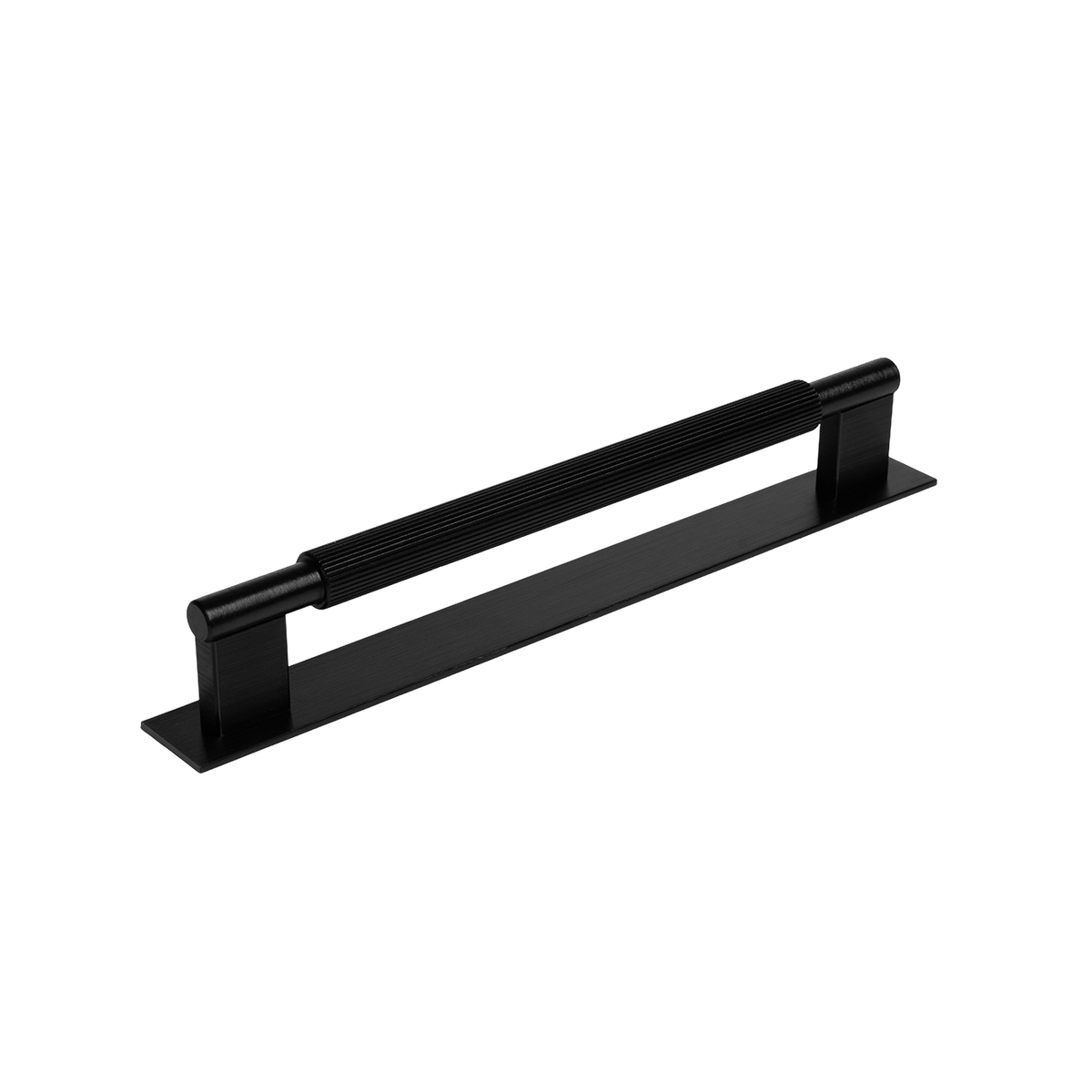Momo Arpa D Handle and Backplate 192mm in Brushed Black - angled product view