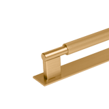 Momo Arpa D Handle and Backplate 320mm in Brushed Dark Brass - rear mounting detail