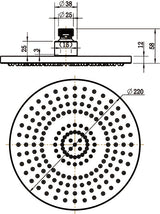 Round Shower Head 215mm - Matte Black