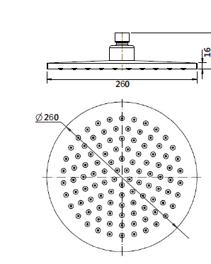 Round Shower Head 260mm - Chrome