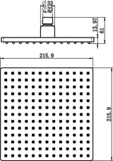 Square Shower Head 215mm - Matte Black