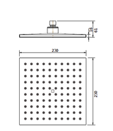 Square Shower Head 230mm - Chrome