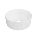 Timberline Allure Flute Above Counter Basin 365mm Gloss White