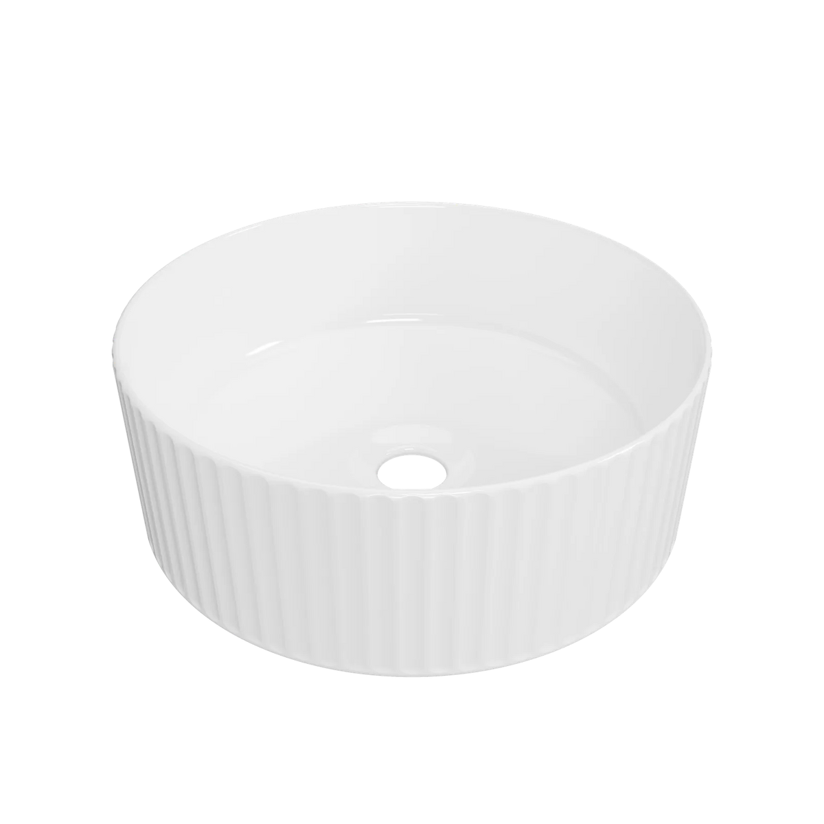 Timberline Allure Flute Above Counter Basin 365mm Gloss White
