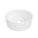 Timberline Allure Flute Above Counter Basin 365mm Matte White