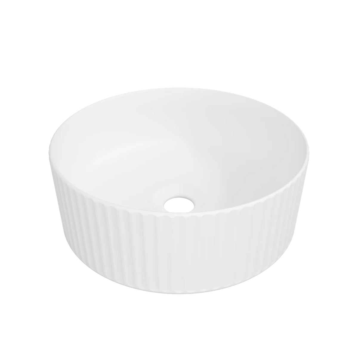 Timberline Allure Flute Above Counter Basin 365mm Matte White