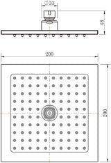 Square Shower Head 200mm - Matte Black