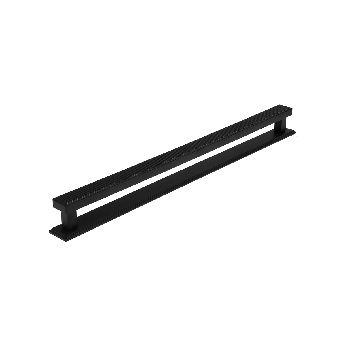 Momo Barrington Bar Handle Backplate 320mm in Matt Black - finish and profile close-up