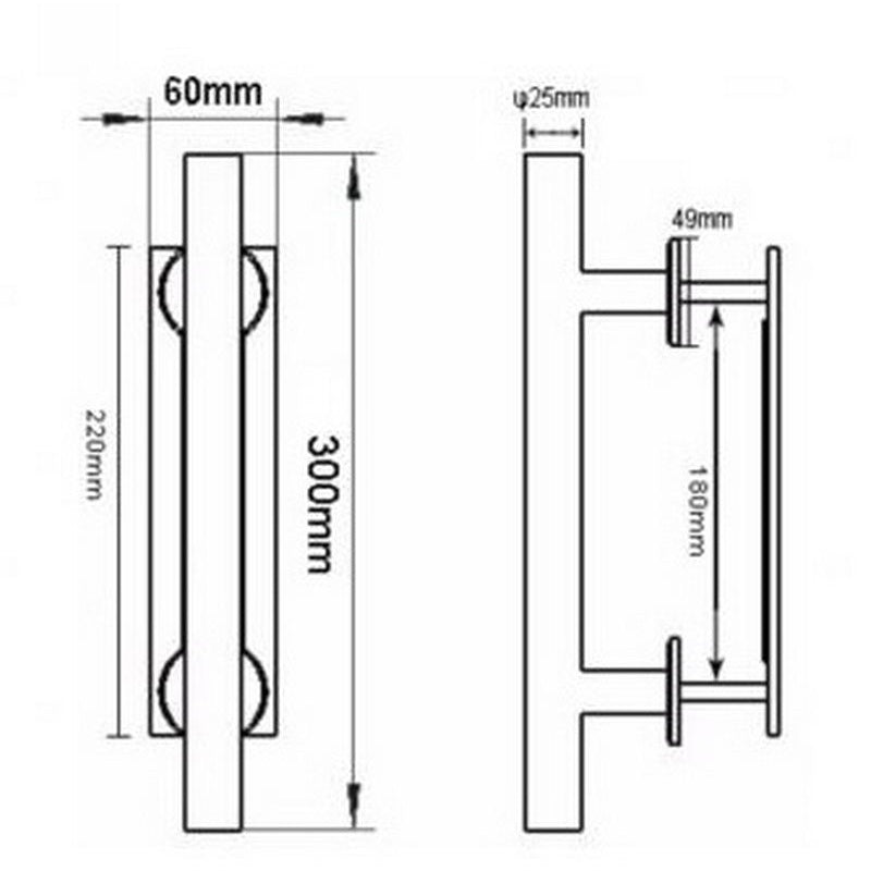Door Handle With Flush Pull Set -Size