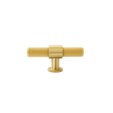 Momo Belgravia Knurled T Knob Solid Brass 82mm in Brushed Satin Brass - side profile view