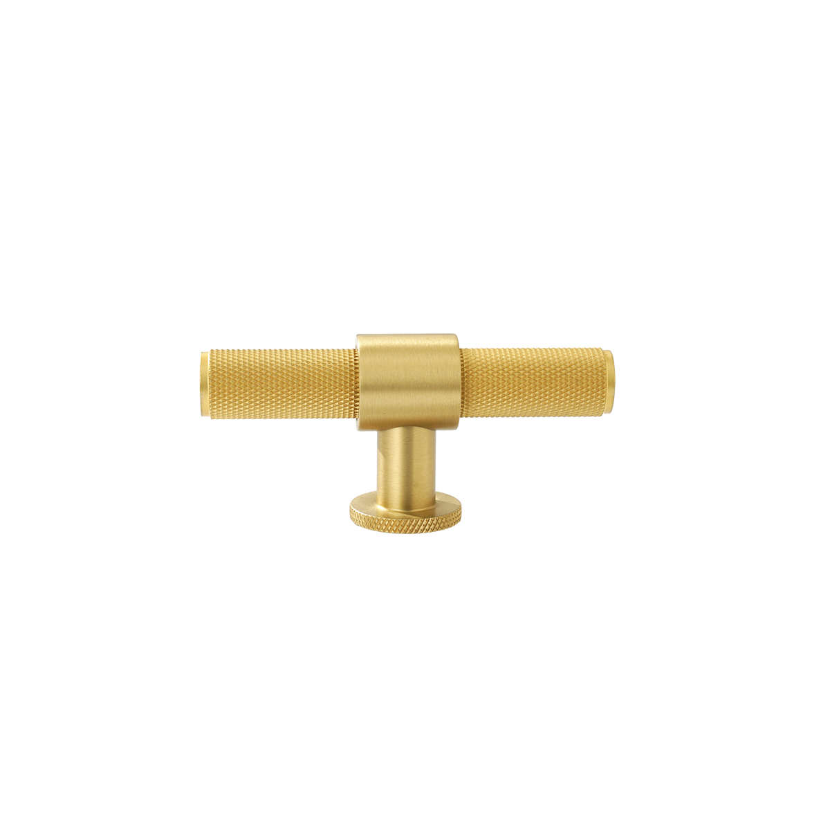 Momo Belgravia Knurled T Knob Solid Brass 82mm in Brushed Satin Brass - side profile view