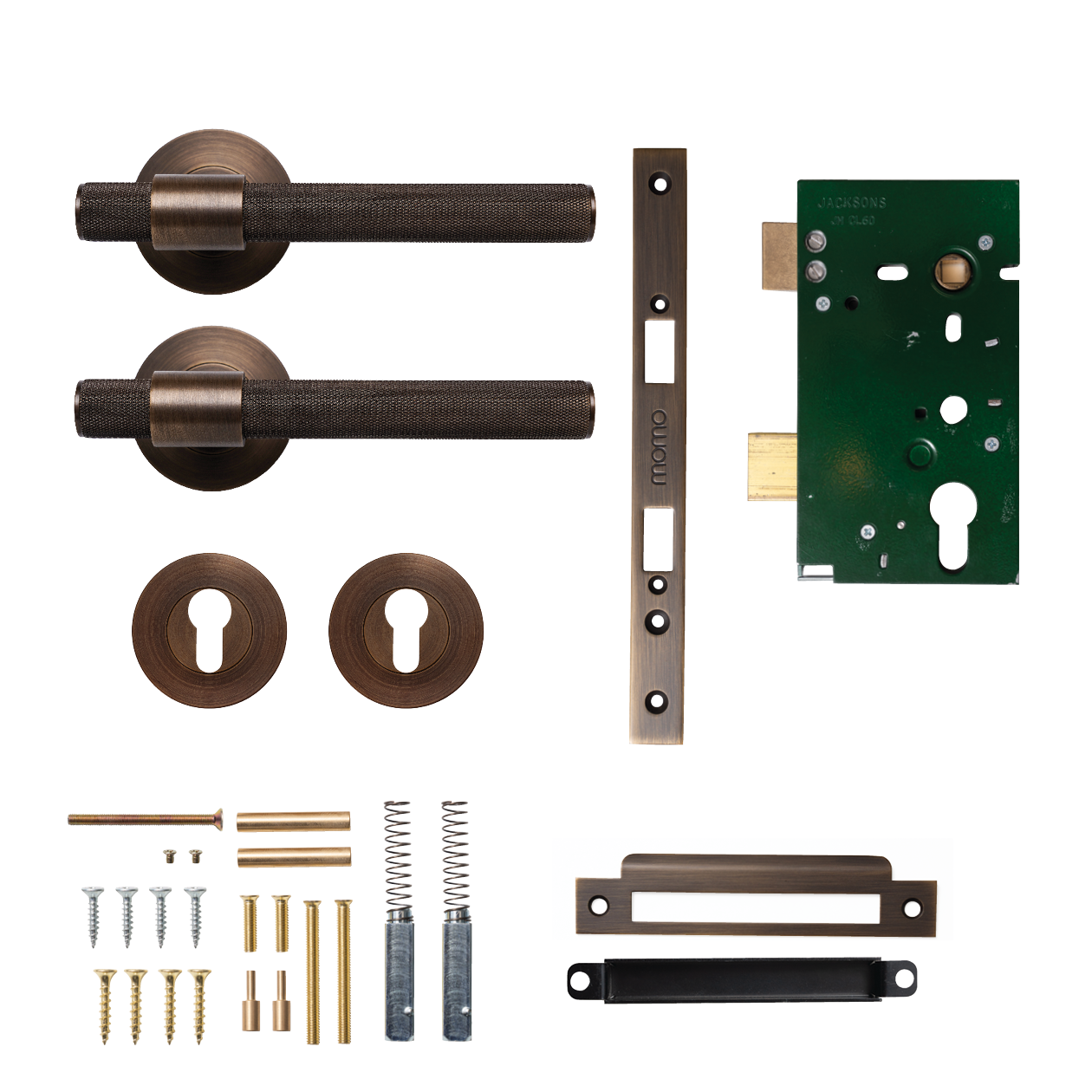 Momo Belgravia Solid Brass Knurled Lever Entrance Set In
