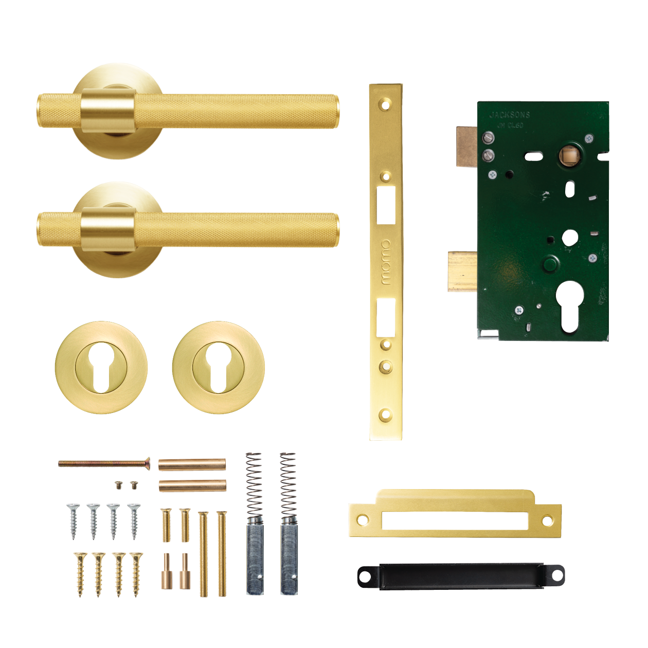 Momo Belgravia Solid Brass Knurled Lever Entrance Set In