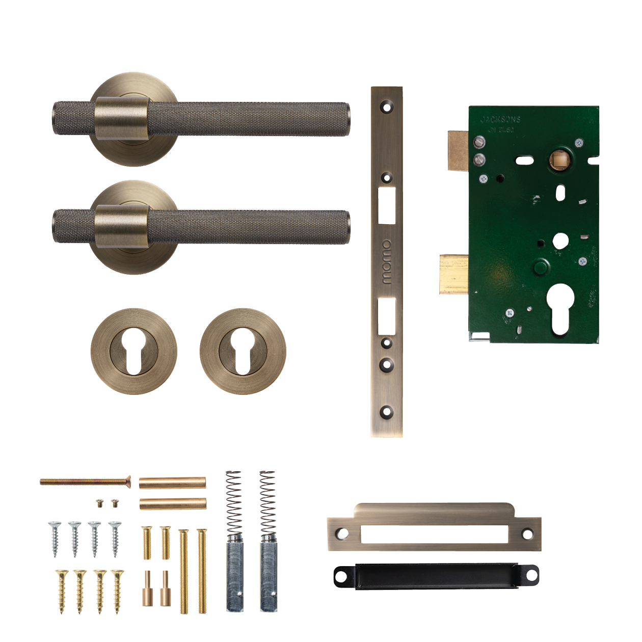 Momo Belgravia Solid Brass Knurled Lever Entrance Set In