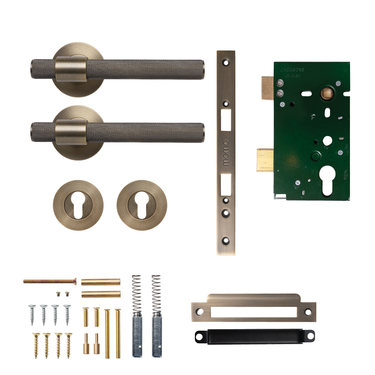 Momo Belgravia Solid Brass Knurled Lever Entrance Set In