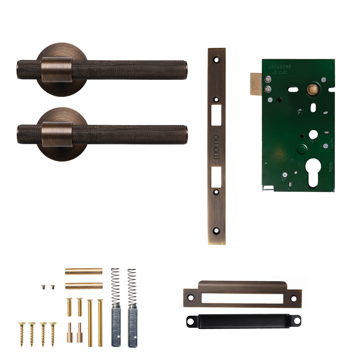 Momo Belgravia Solid Brass Knurled Mortice Lock Passage Lever Set In
