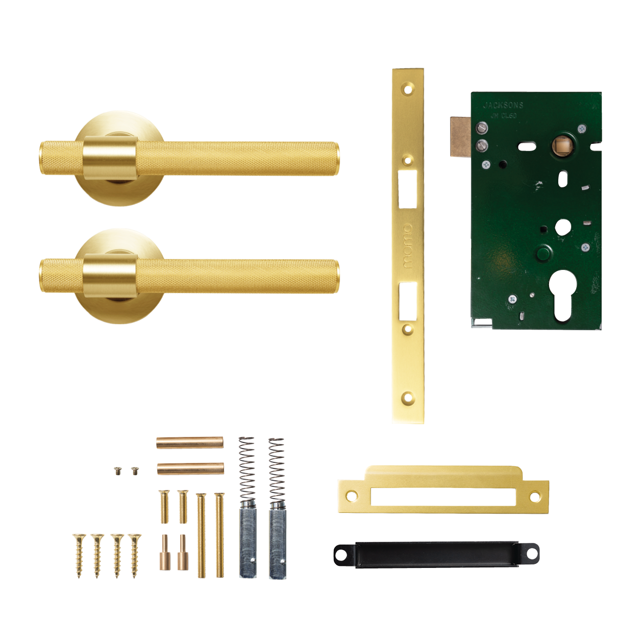 Momo Belgravia Solid Brass Knurled Mortice Lock Passage Lever Set In