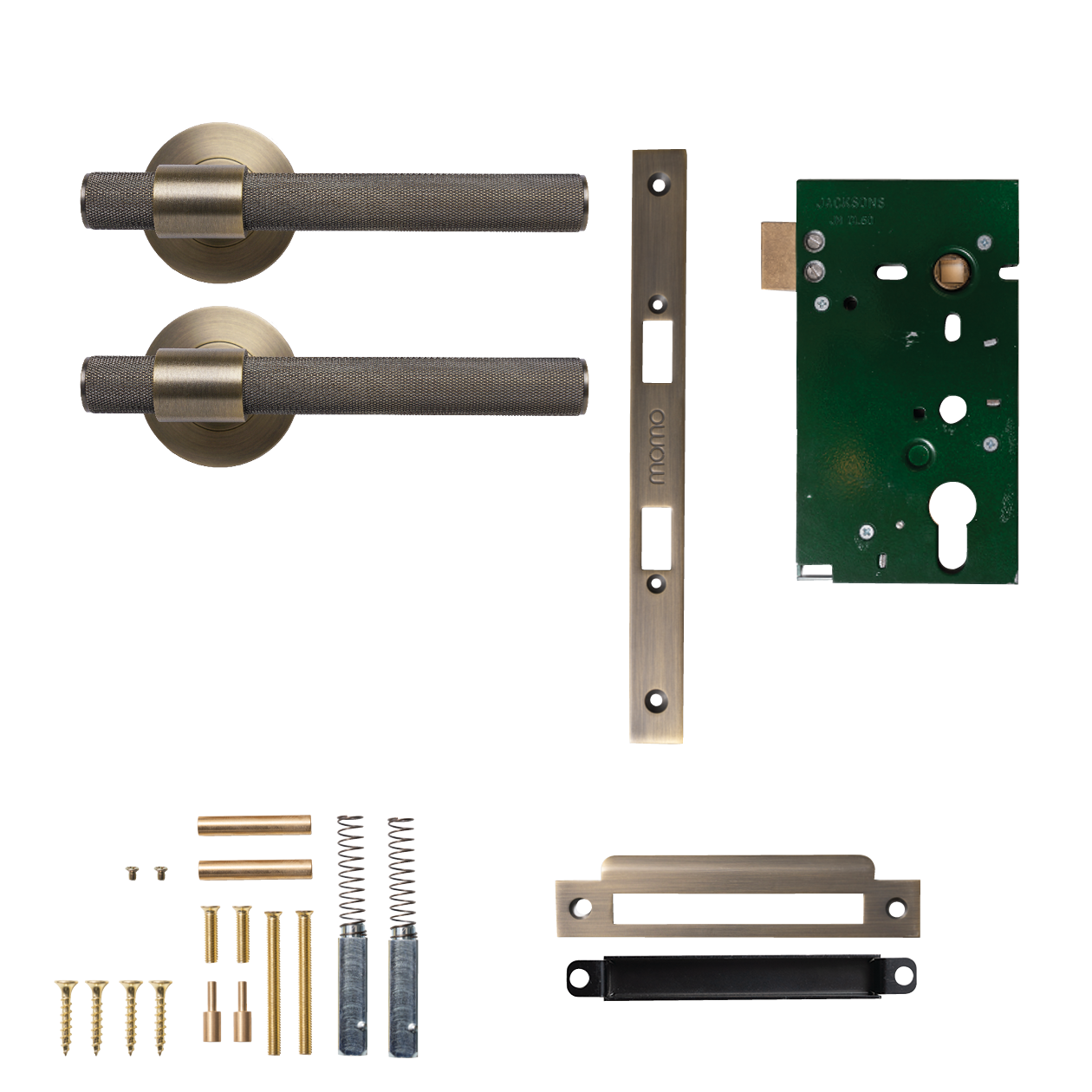 Momo Belgravia Solid Brass Knurled Mortice Lock Passage Lever Set In