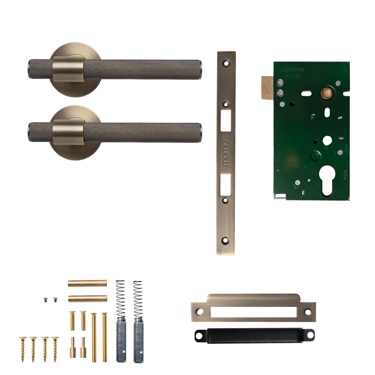 Momo Belgravia Solid Brass Knurled Mortice Lock Passage Lever Set In