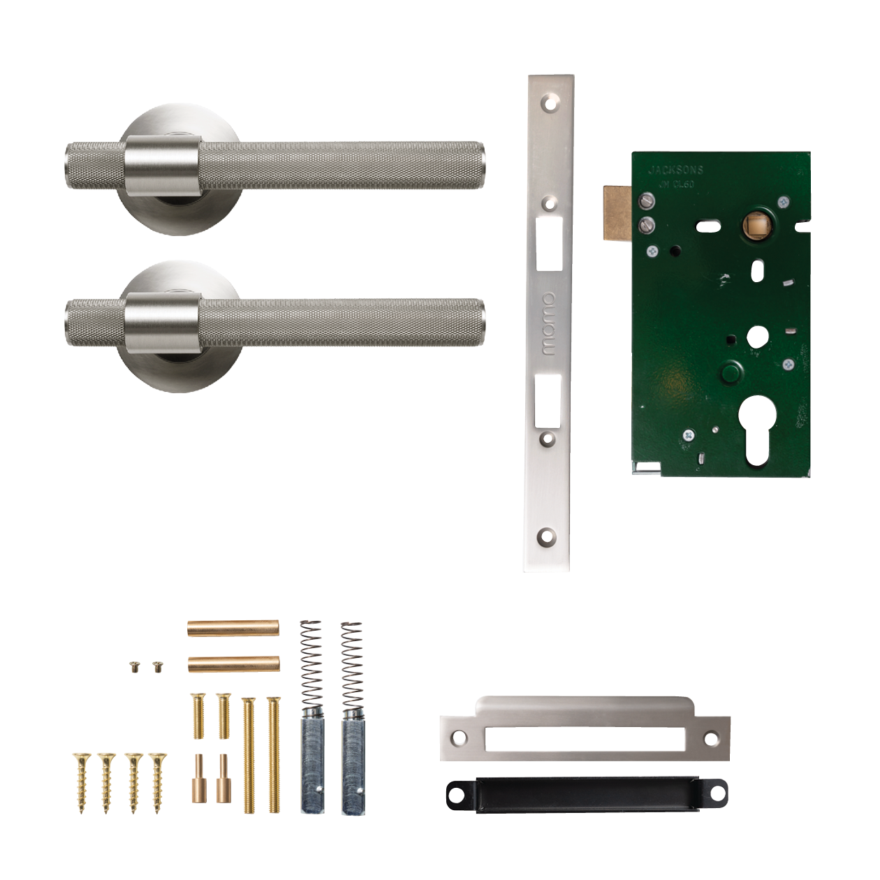Momo Belgravia Solid Brass Knurled Mortice Lock Passage Lever Set In
