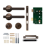 Momo Belgravia Solid Brass Knurled Mortice Lock Privacy Lever Set In