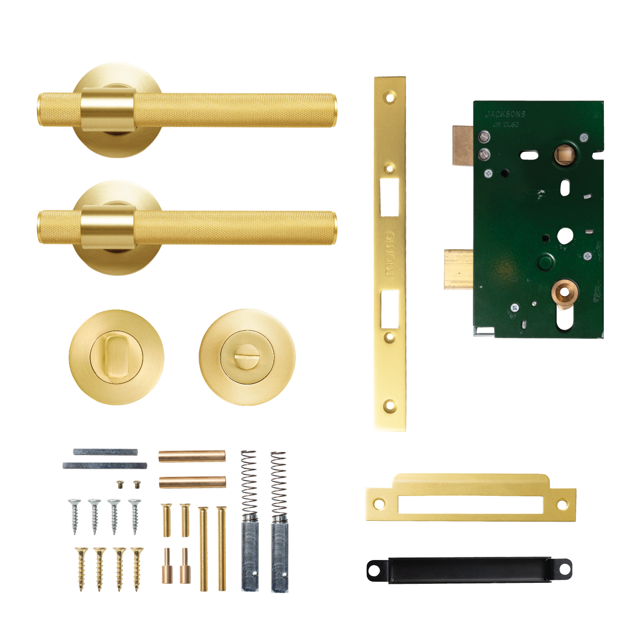 Momo Belgravia Solid Brass Knurled Mortice Lock Privacy Lever Set In