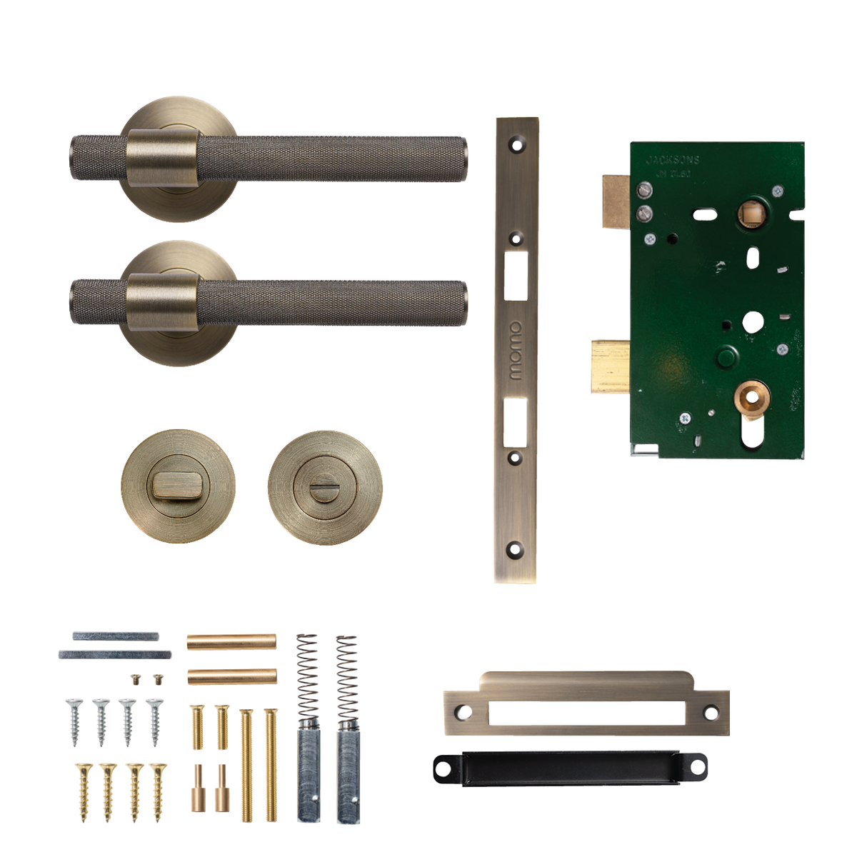 Momo Belgravia Solid Brass Knurled Mortice Lock Privacy Lever Set In