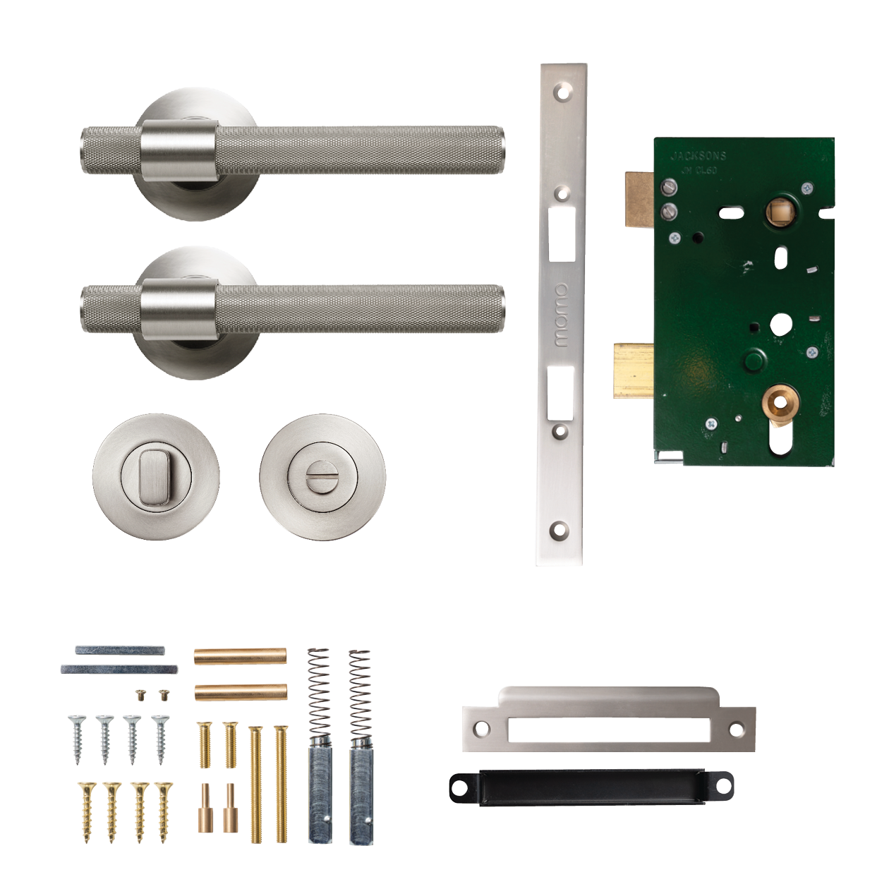 Momo Belgravia Solid Brass Knurled Mortice Lock Privacy Lever Set In