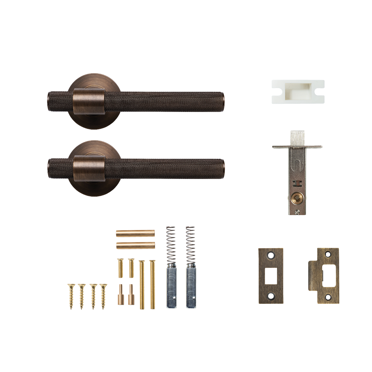 Momo Belgravia Solid Brass Knurled Tubular Latch Passage Lever Set In