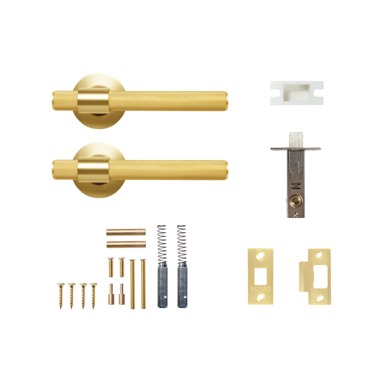 Momo Belgravia Solid Brass Knurled Tubular Latch Passage Lever Set In
