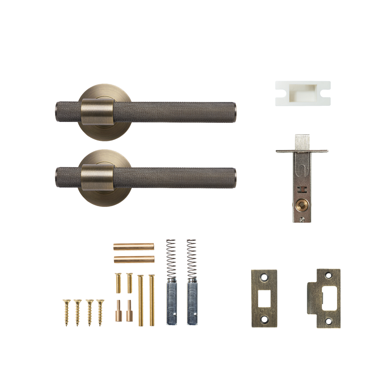 Momo Belgravia Solid Brass Knurled Tubular Latch Passage Lever Set In