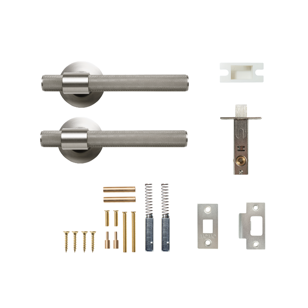 Momo Belgravia Solid Brass Knurled Tubular Latch Passage Lever Set In